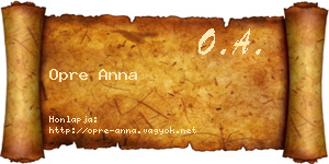 Opre Anna névjegykártya